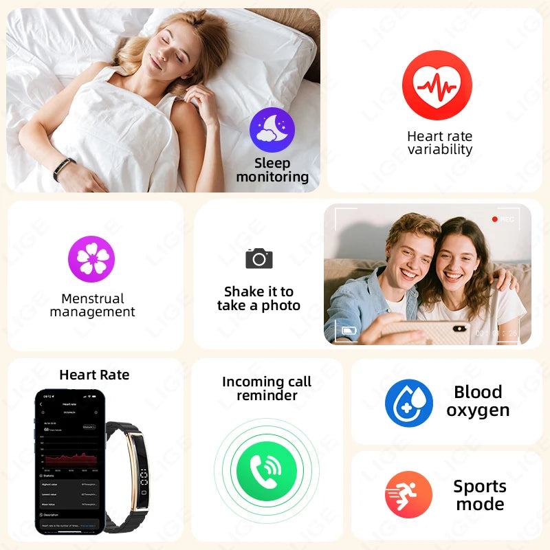 LIGE Sports Fitness Tracker Smart Bracelet Heart Rate Sleep Monitor Pedometer