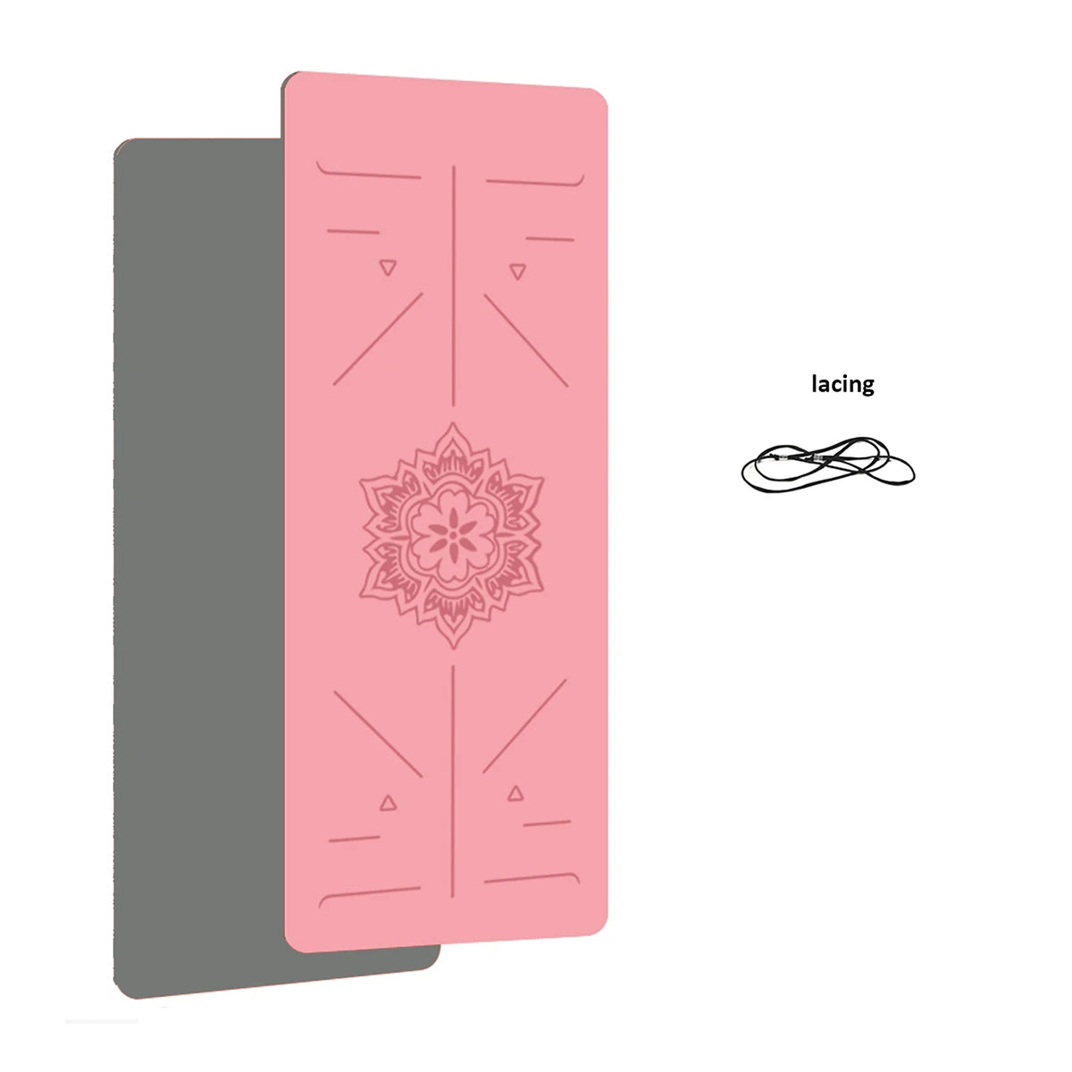Cedar & Moore 6mm TPE yoga mats set (2): pink mandala-design mat over gray, non-slip
