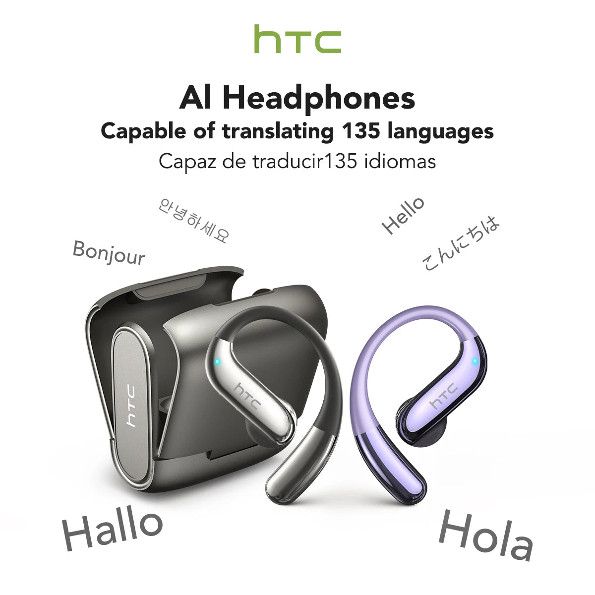 HTC NE23 OWS Open-Ear Headphones - Wireless with 6.0 Translation & Dual Noise Reduction