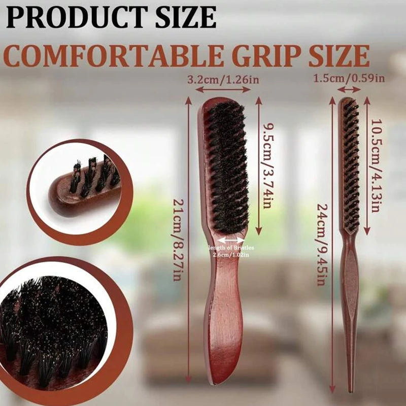 Hairbrush Wooden Handle Bristle Brush Kit for Professional Salon & Home Styling