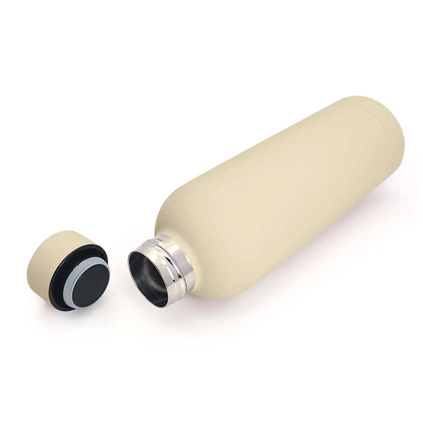 Water bottle, 500ml insulated stainless steel, beige finish, 2-piece set
