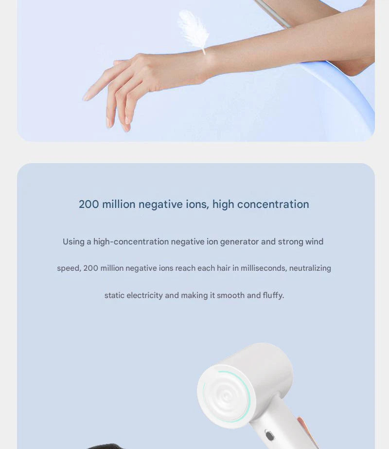 Professional Negative Ion Hair Dryer - Temperature Control with Hot & Cold Air for Powerful Gentle Care