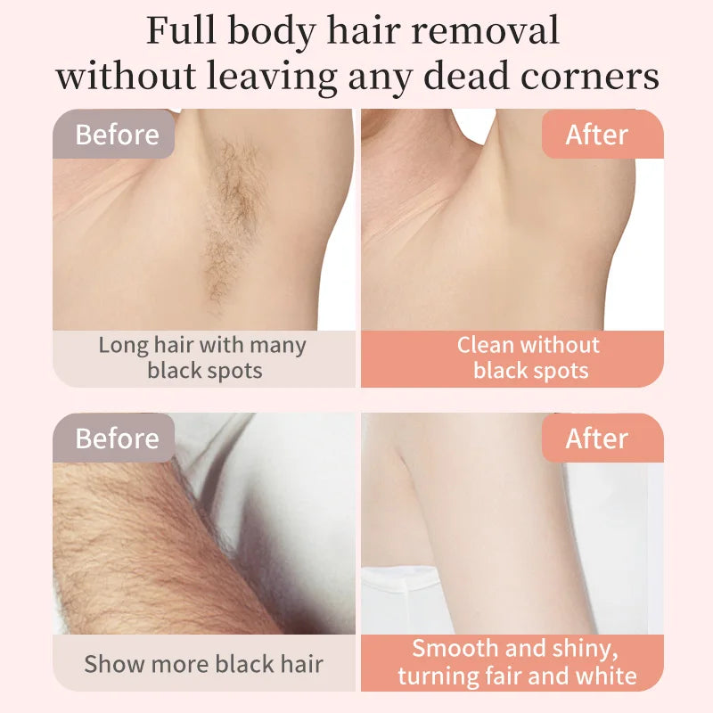 Electric hair trimmer and shaver before-and-after hair removal skin comparison