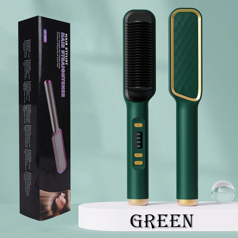 Hair Straightener Electric Brush - Hot Comb Heating Brush for Sleek, Smooth Styling