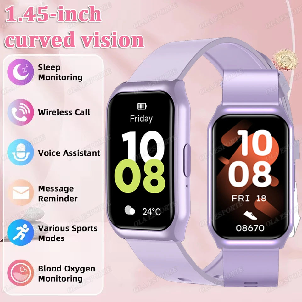 Curved Screen Smart Watch - Heart Rate Blood Oxygen Pressure Sleep Monitor Waterproof