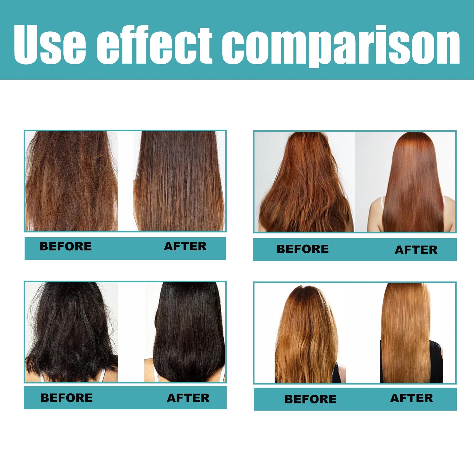 Keratin Straightening Cream by Cedar & Moore — before and after frizzy to smooth hair, 4 pair images