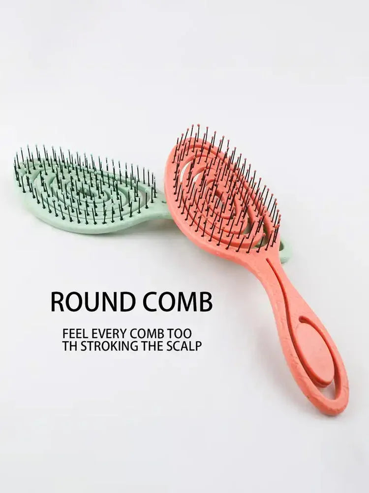 Wet & Dry Hair Detangling Brush - Massage Comb with Nylon Bristles for Curly Hair