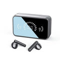 Bluetooth earphones charging case and two wireless earbuds, case closed
