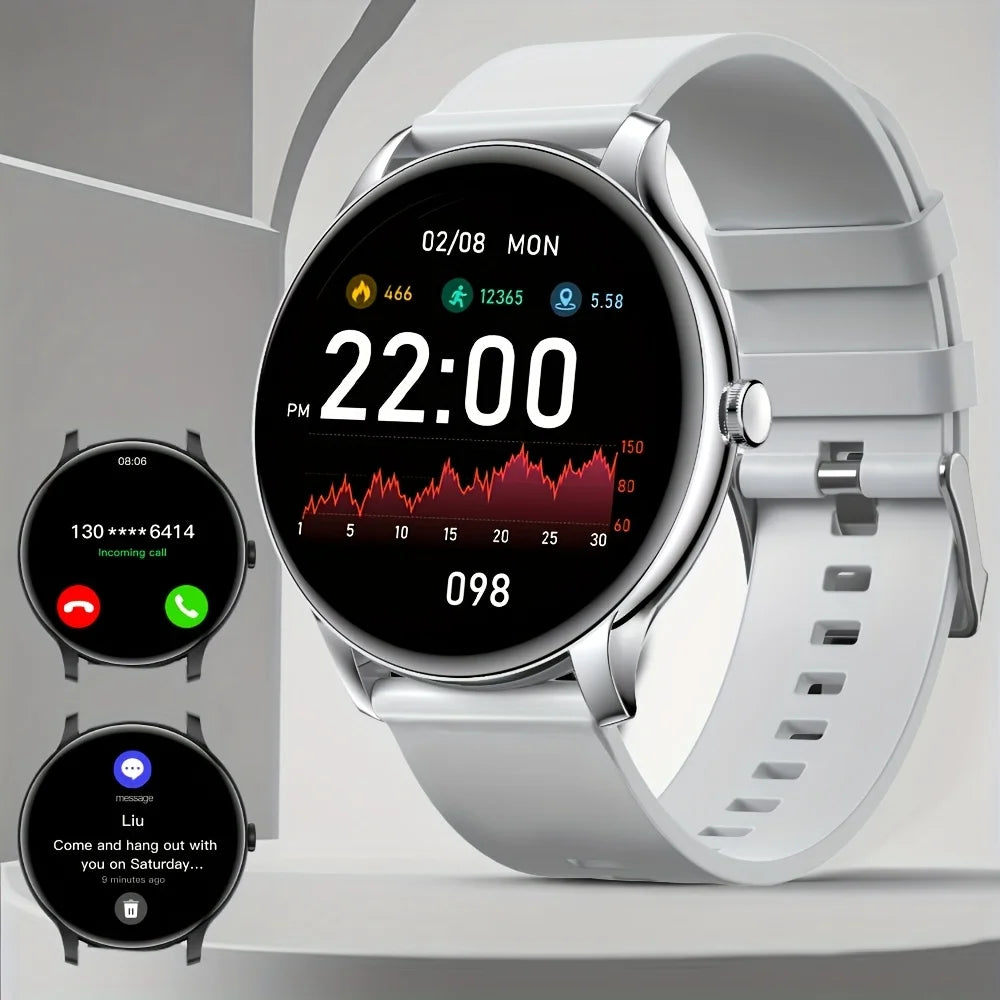 3 Cedar & Moore LAXASFIT GT2 smart watches with white bands and round HD touch screens