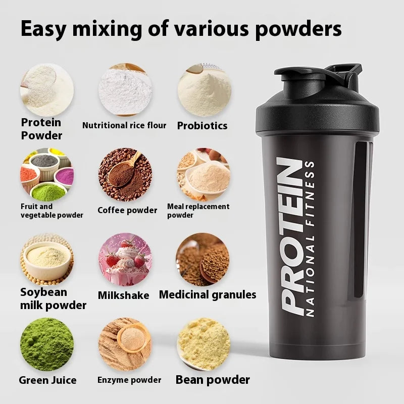 Protein Shaker Bottle - Leak-Proof Gym Fitness Mixer Cup 400-600ml for Shakes & Supplements