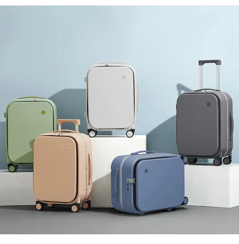 Mixi Aluminum Frame Carry-On Suitcase - 18/20/24 Inch Rolling Luggage with Hollow Wheel Design