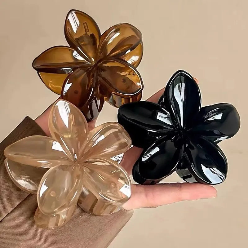 Epoxy Flower Hair Claw Clips - Leopard Print Hawaiian Gradient Barrettes for Women & Girls