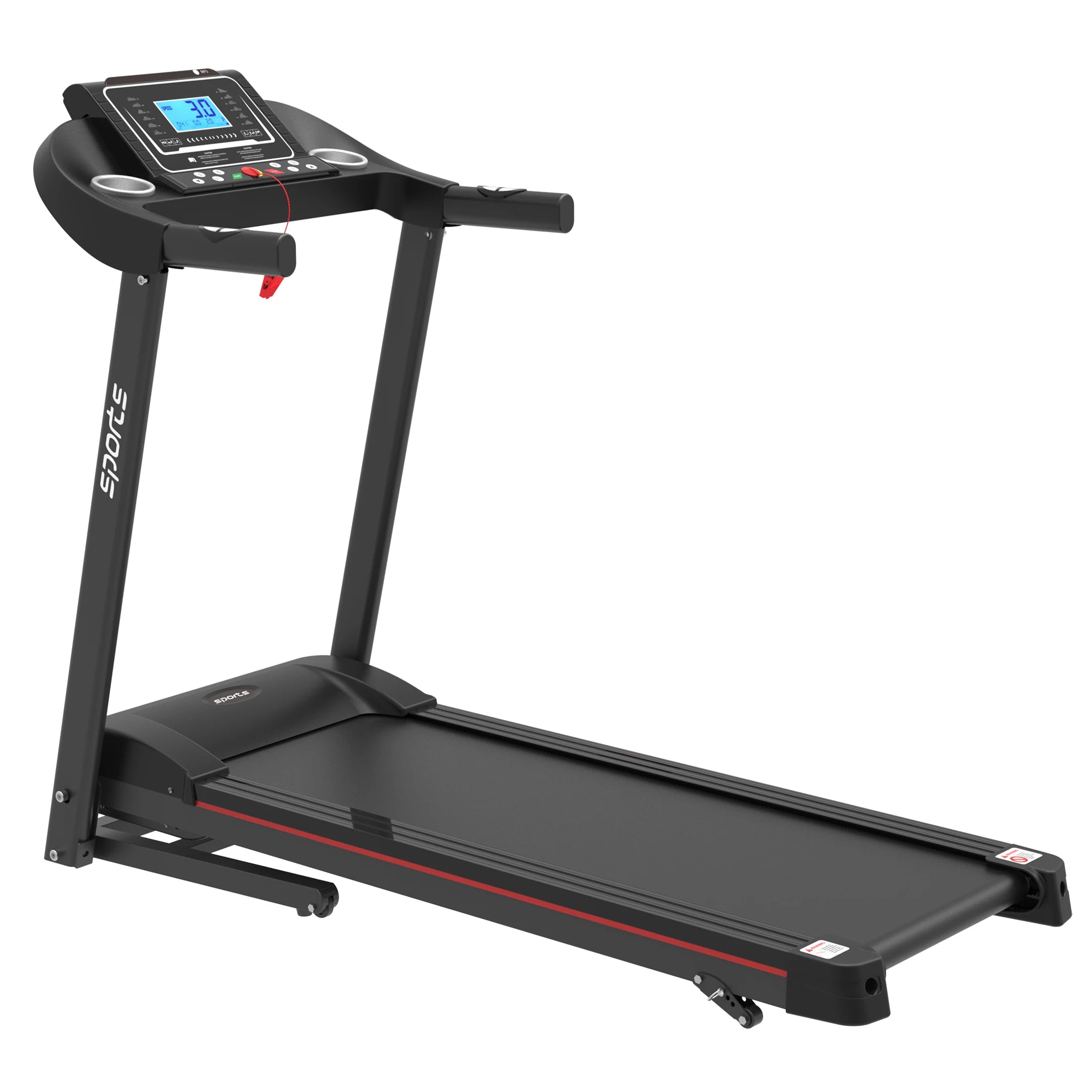 Folding Treadmill, Smart Motorized Treadmill with Manual Incline and Air Spring & MP3, Exercise Running Machine with 5" LCD