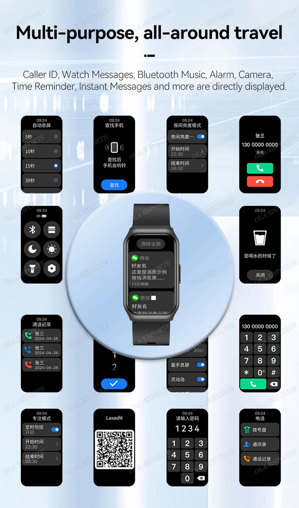 Smart watch with dark screen and black silicone strap