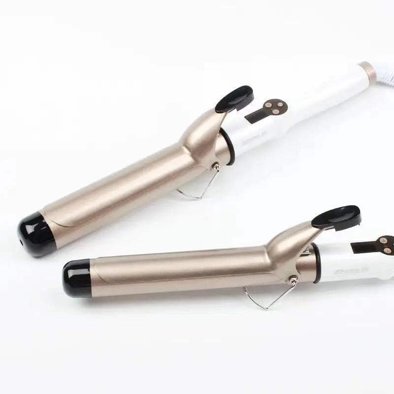 Professional Ceramic Hair Wave Curling Wand - LCD Display Curling Iron for Waves & Curls
