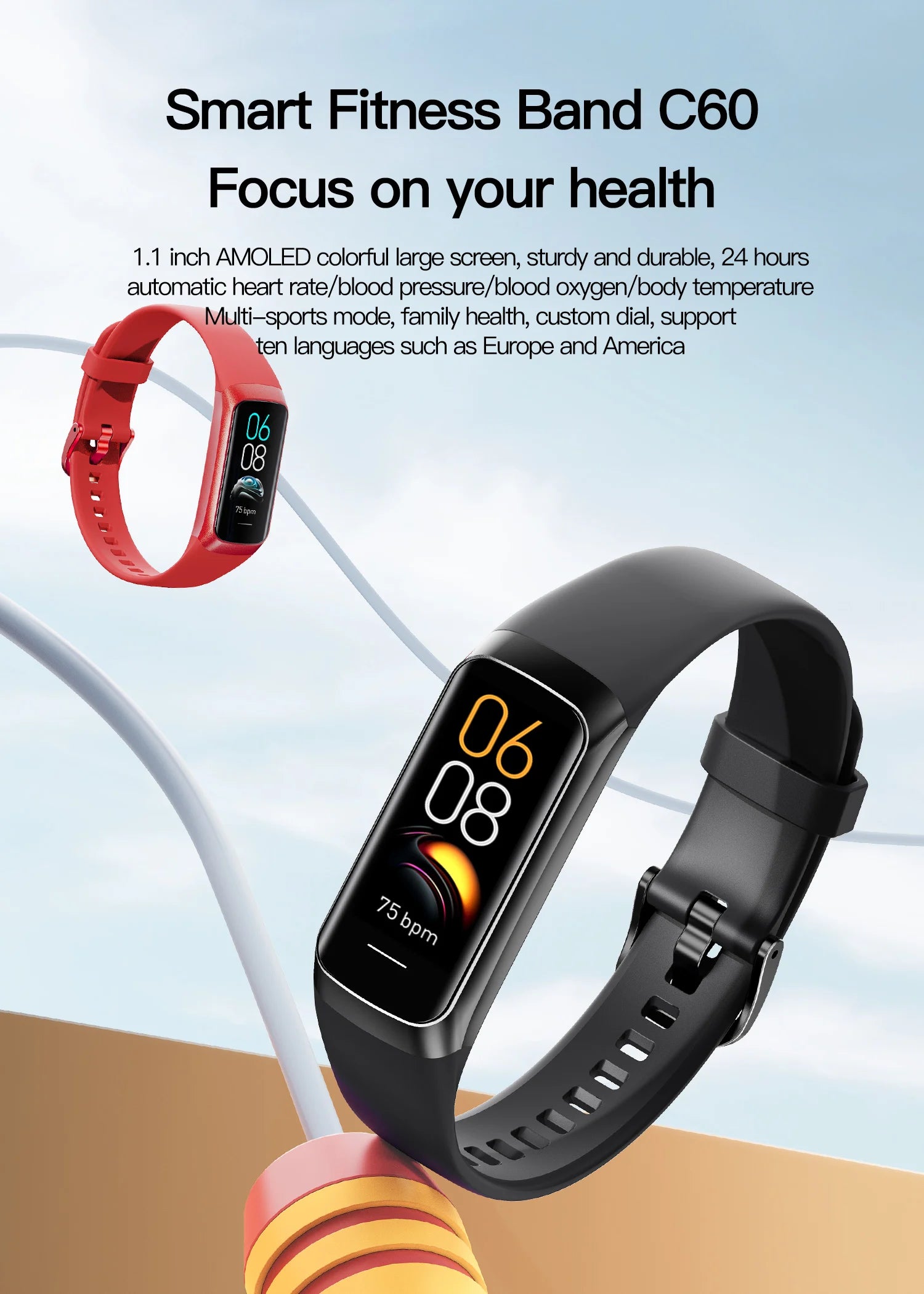 AMOLED Display Fitness Tracking Sports Watch