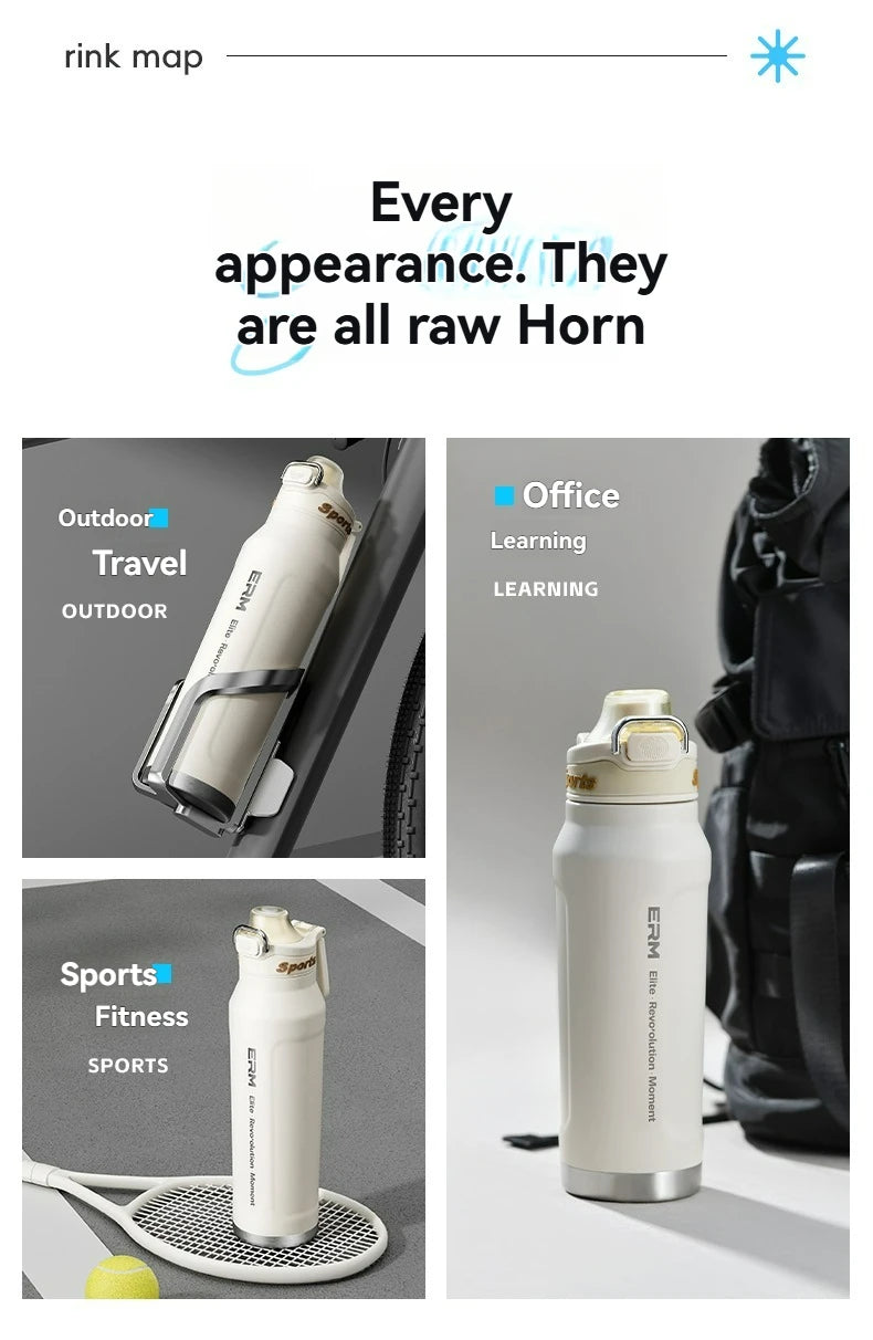 1L Stainless Steel Insulated Bottle - 6-Layer Vacuum Flask for Hiking, Cycling & Fitness