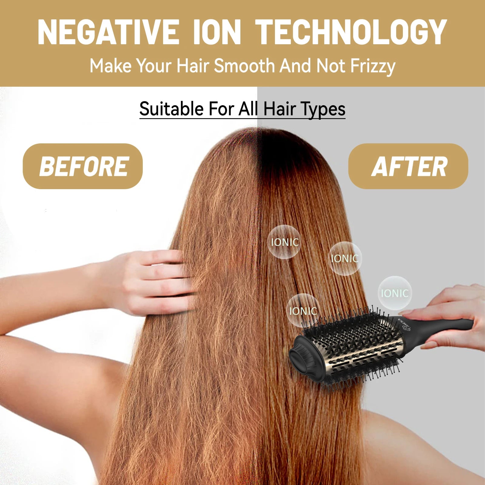 Multifunction Hot Air Brush - One Step Hair Dryer Brush for Curling, Straightening & Styling
