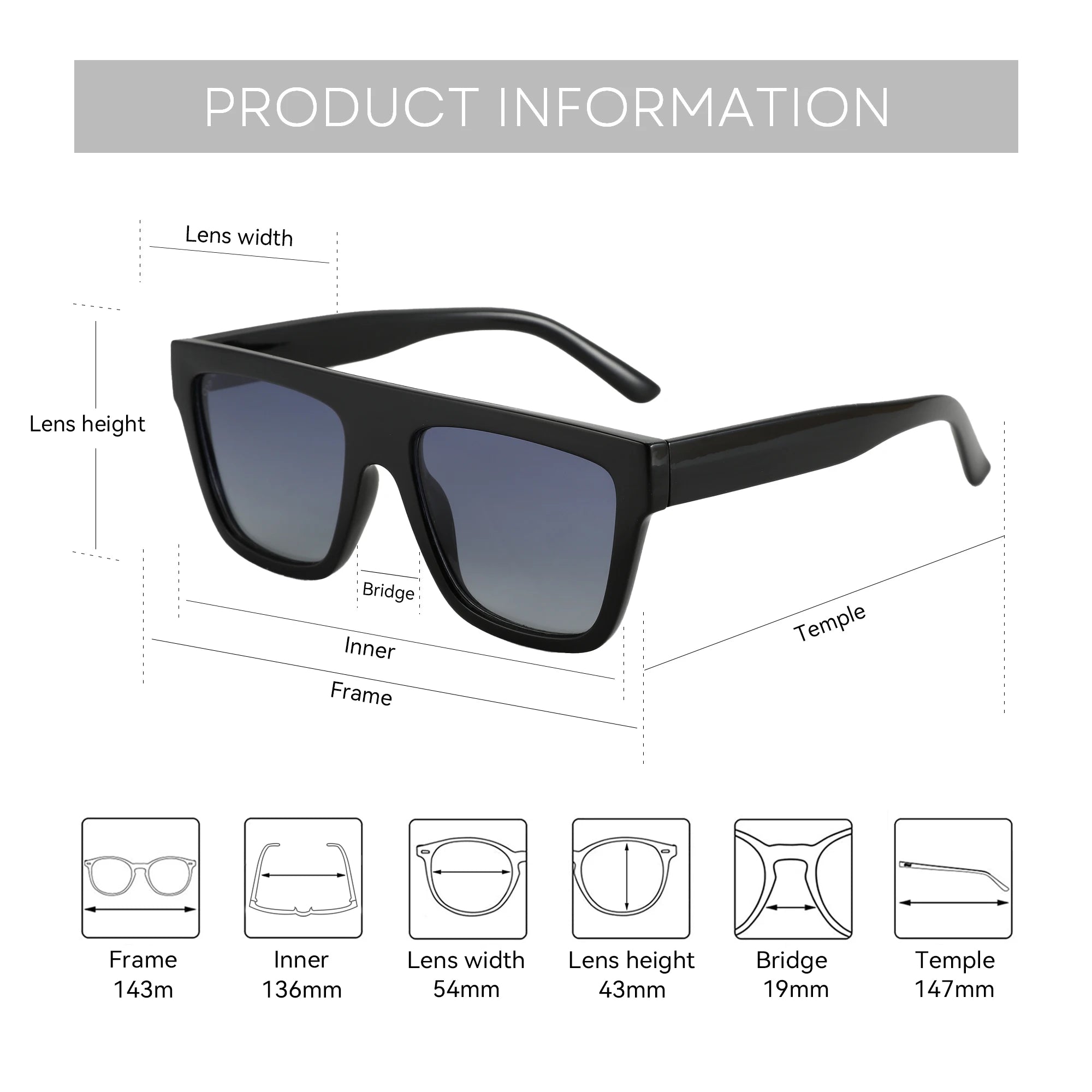 ZENOTTIC Designer 90's Style Square Polarized Sunglasses