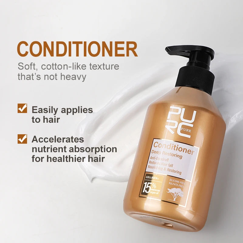 Moroccan argan oil conditioner bottle with black pump and softening label
