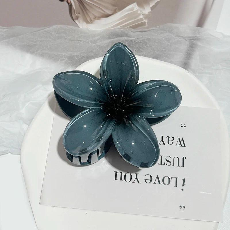 Epoxy Flower Hair Claw Clips - Leopard Print Hawaiian Gradient Barrettes for Women & Girls