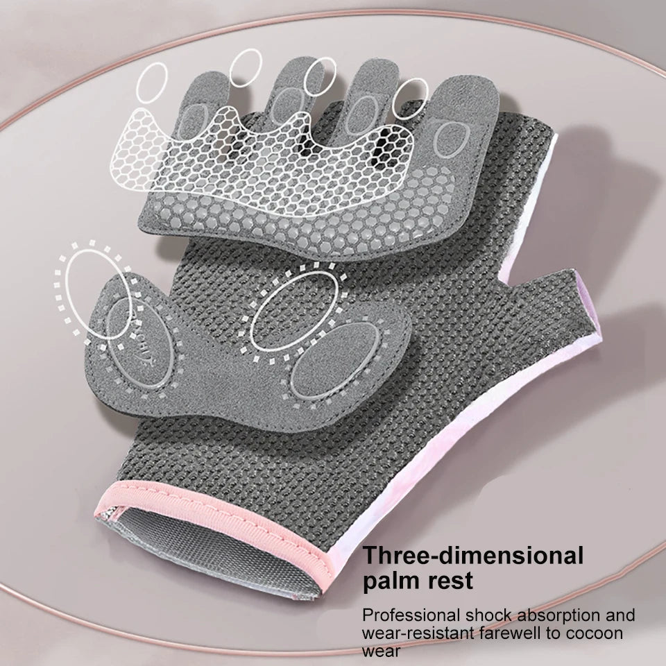 Half-Finger Workout Gloves - Shock-Absorbing Gym Gloves for Women & Men