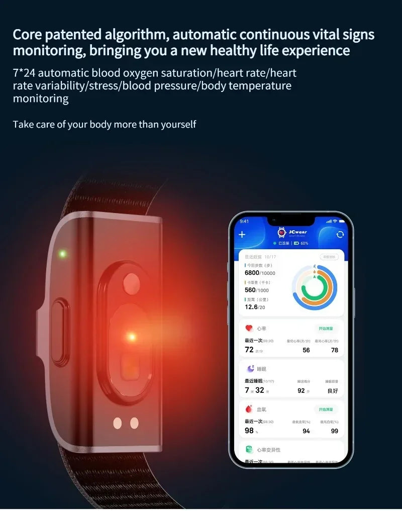 Smart Health Fitness Tracker Bracelet - 24/7 Heart Rate, Blood Pressure & Sleep Monitor
