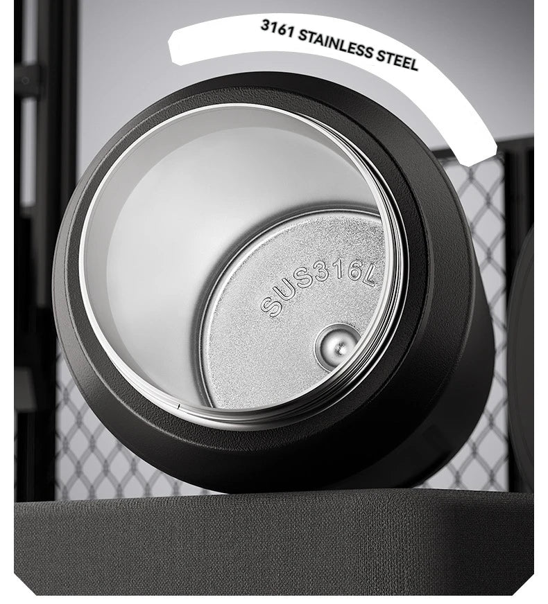 Insulated stainless steel sports bottle lid with wide opening and SUS316L inner cap