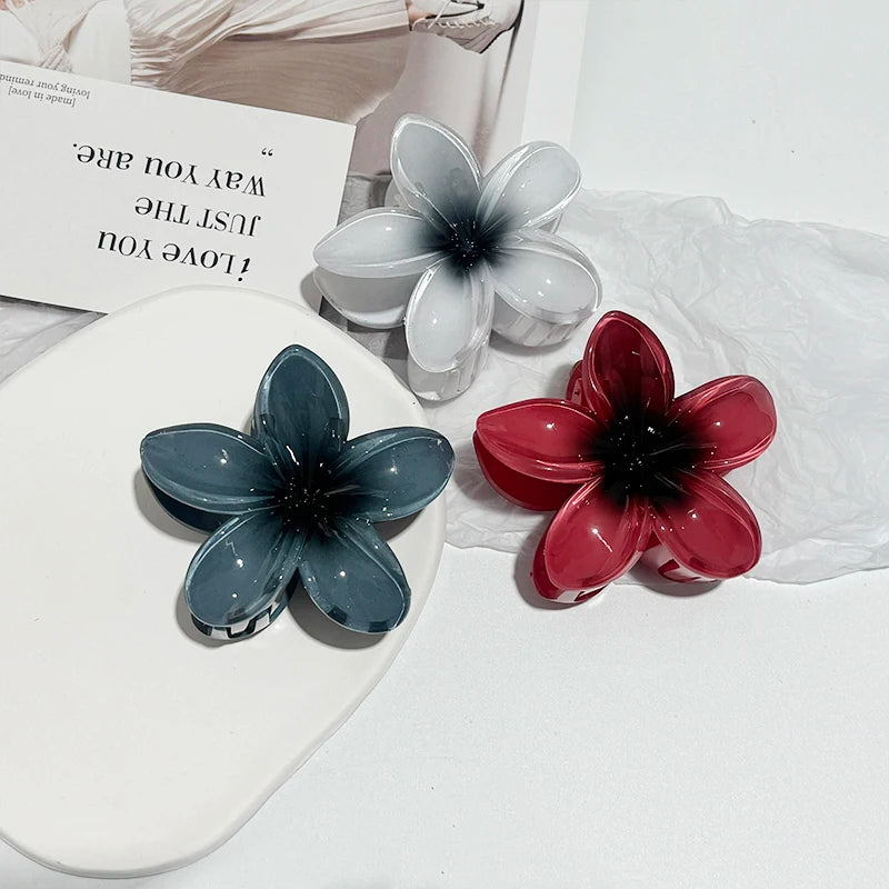 Epoxy Flower Hair Claw Clips - Leopard Print Hawaiian Gradient Barrettes for Women & Girls