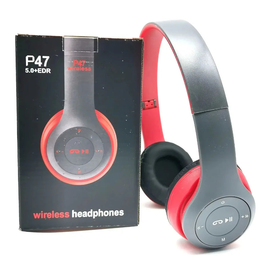 P47 Wireless Bluetooth Headphones - Foldable Over-Ear with 6H Talk Time & Volume Control