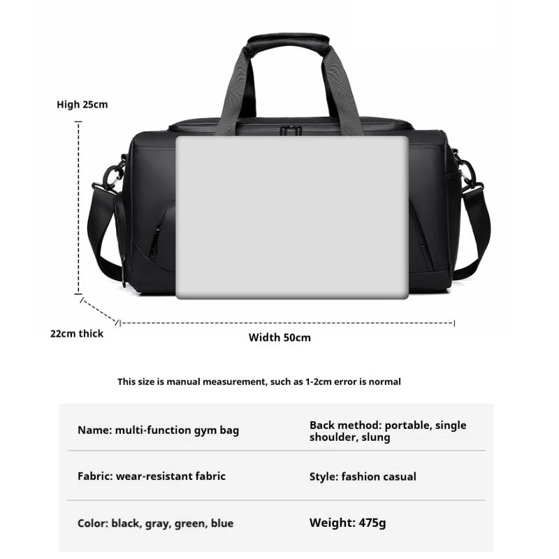 Sports Gym Bag - Large Capacity Duffel with Shoe Storage & Multi-Compartments