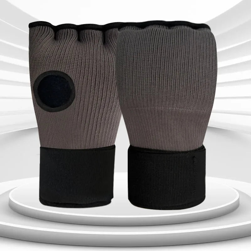Half-finger boxing gloves in grey with thick sponge padding