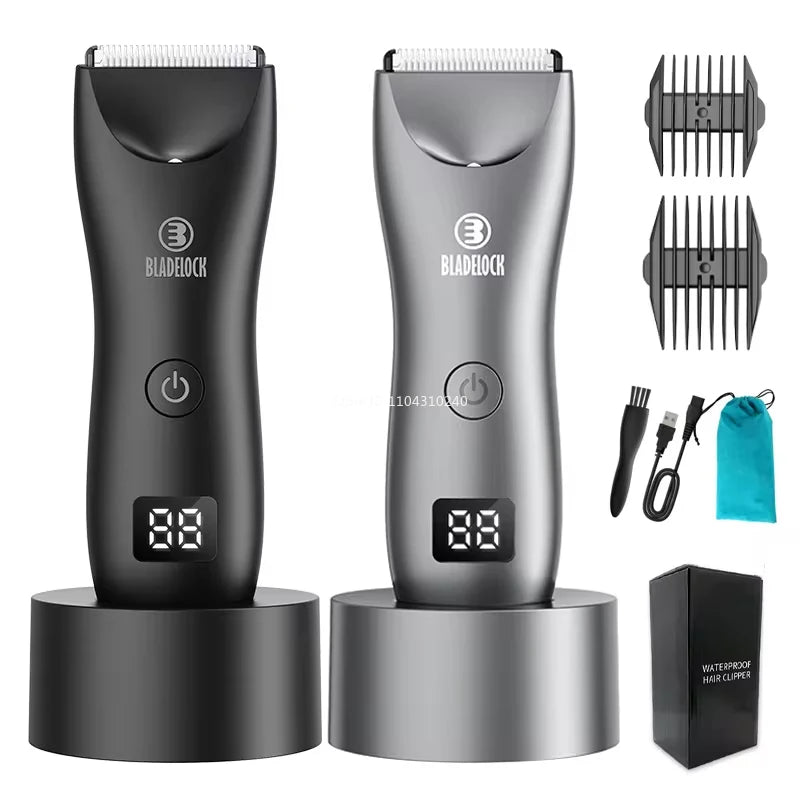 Men's Body Hair Trimmer - Electric Groin Trimmer for Sensitive Areas with Waterproof Safety Razor