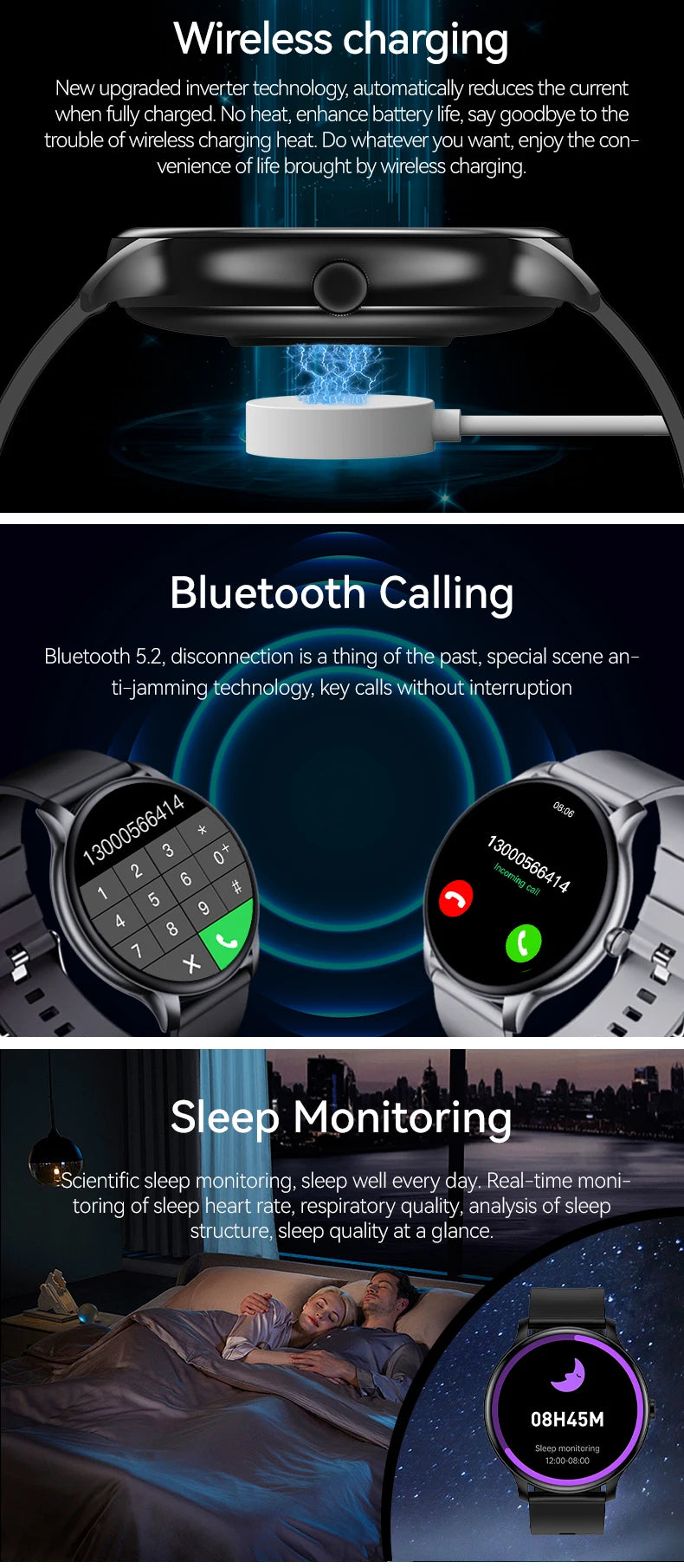 LAXASFIT GT2 smart watch by Cedar & Moore with 1.52-in HD touch screen, Bluetooth calling and health tracking.