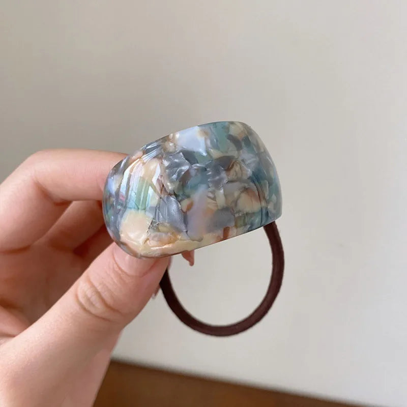 Women's Acrylic Patterned Hair Ties - Elegant Ponytail Holders