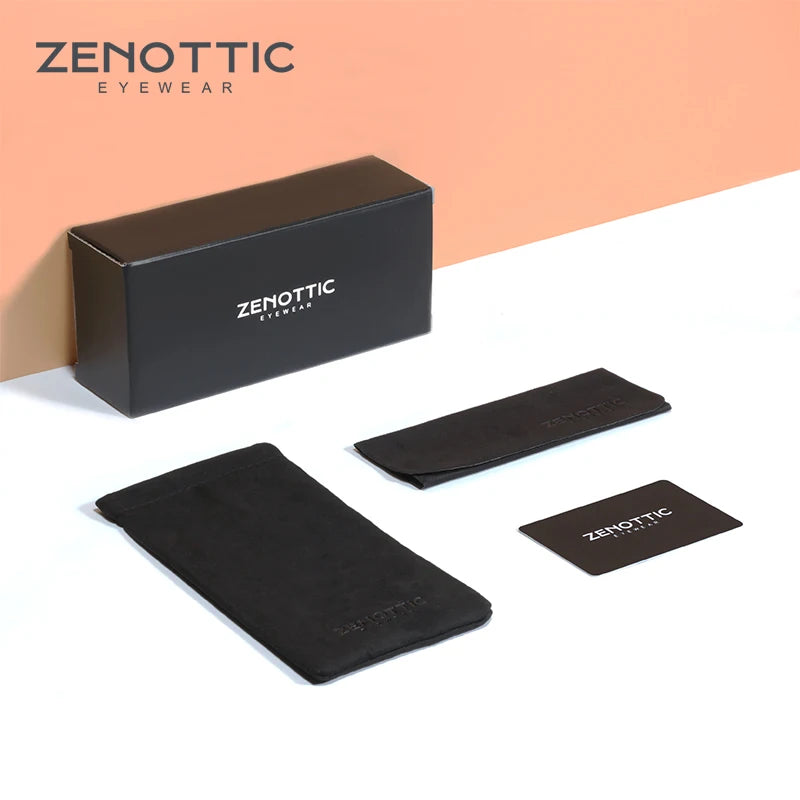 ZENOTTIC sunglasses box with folded cloth pouches and microfiber cleaning cloth