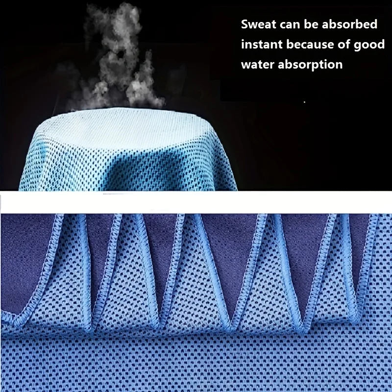 4-pack cooling towels, Cedar & Moore blue microfiber sport towels 35.4x11.8 for gym, yoga and outdoor activities