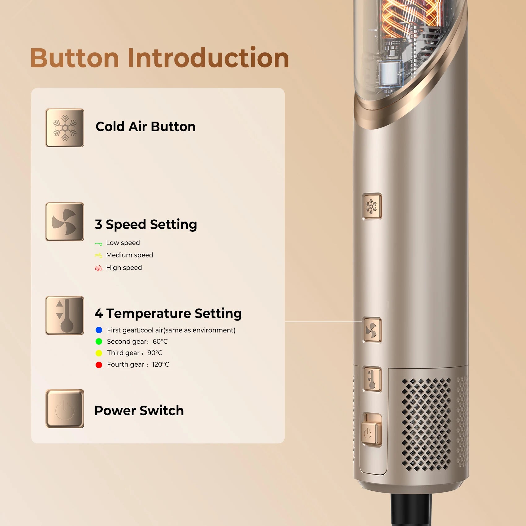 8-in-1 Professional Hair Styling Set - 110,000 RPM Brushless Motor Dryer with Complete Styling Tools