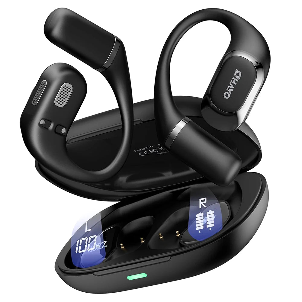 Ohayo T10 Open-Ear Sports Headphones - Bluetooth 5.4 with 40Hr Battery & IPX6 Waterproof