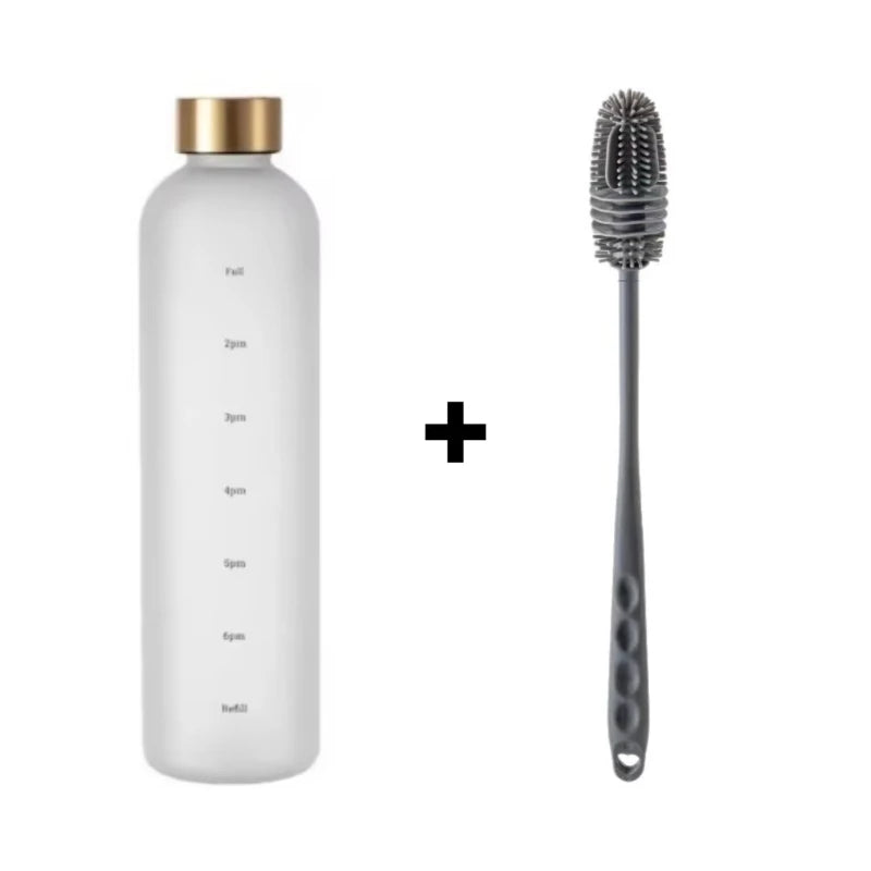 1 Liter Motivational Water Bottle with Time Markers - Sports Hydration Tracker