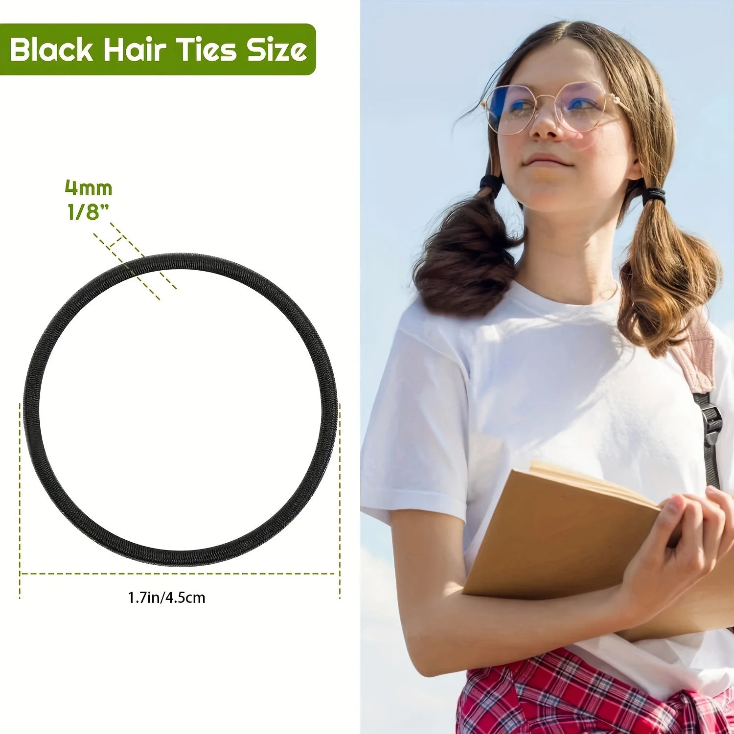 50/100pcs 3mm Black Small Elastic Hair Ties - Ponytail Holders for Thick & Curly Hair