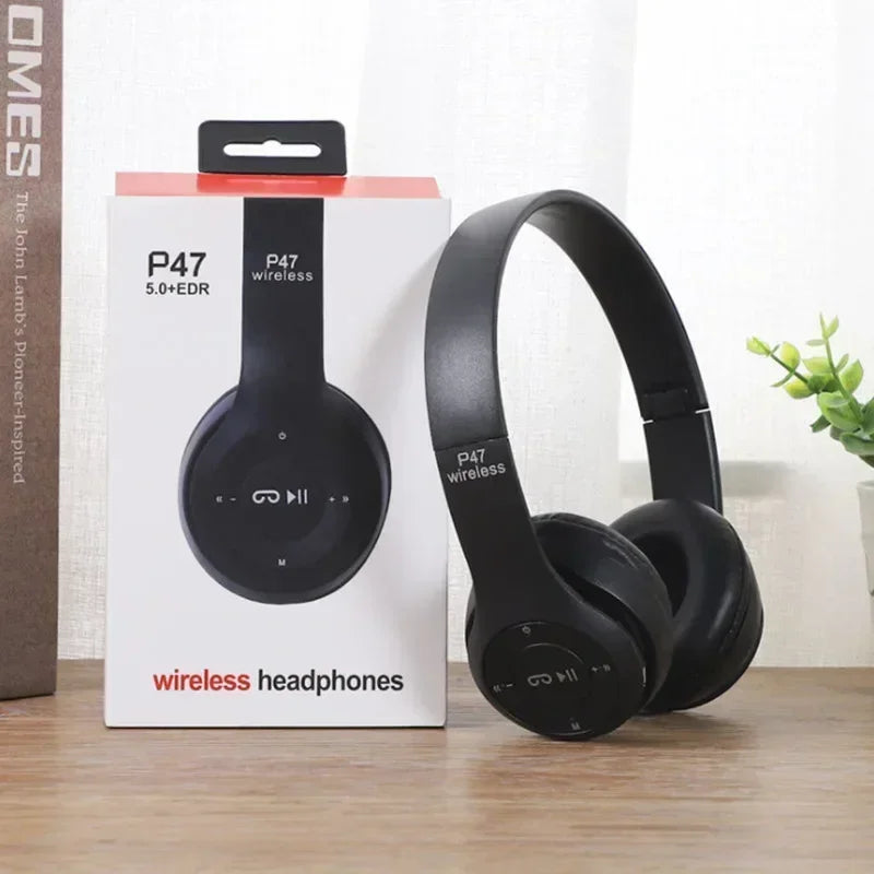 P47 Wireless Bluetooth Headphones - Foldable Over-Ear with 6H Talk Time & Volume Control