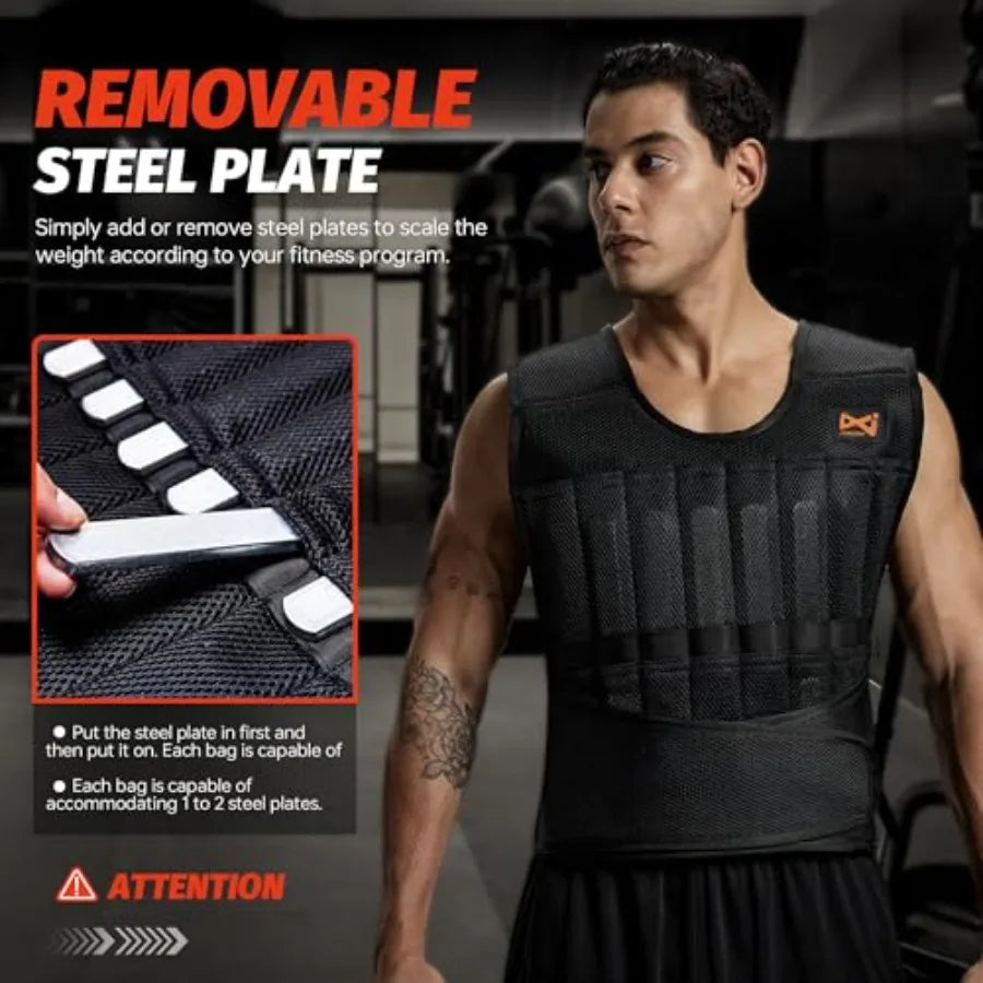 44 lbs Adjustable Weighted Vest Set - 5-Piece Training Kit with Steel Plates