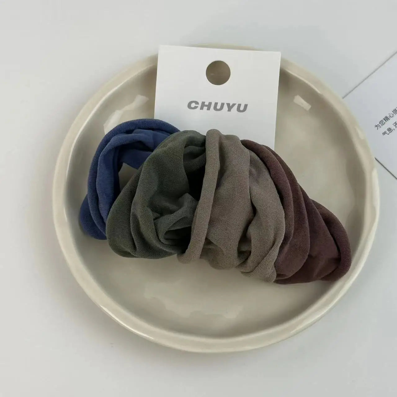 4-Piece Solid Wide Hair Band Scrunchies - Thickened Ponytail Holders for Women