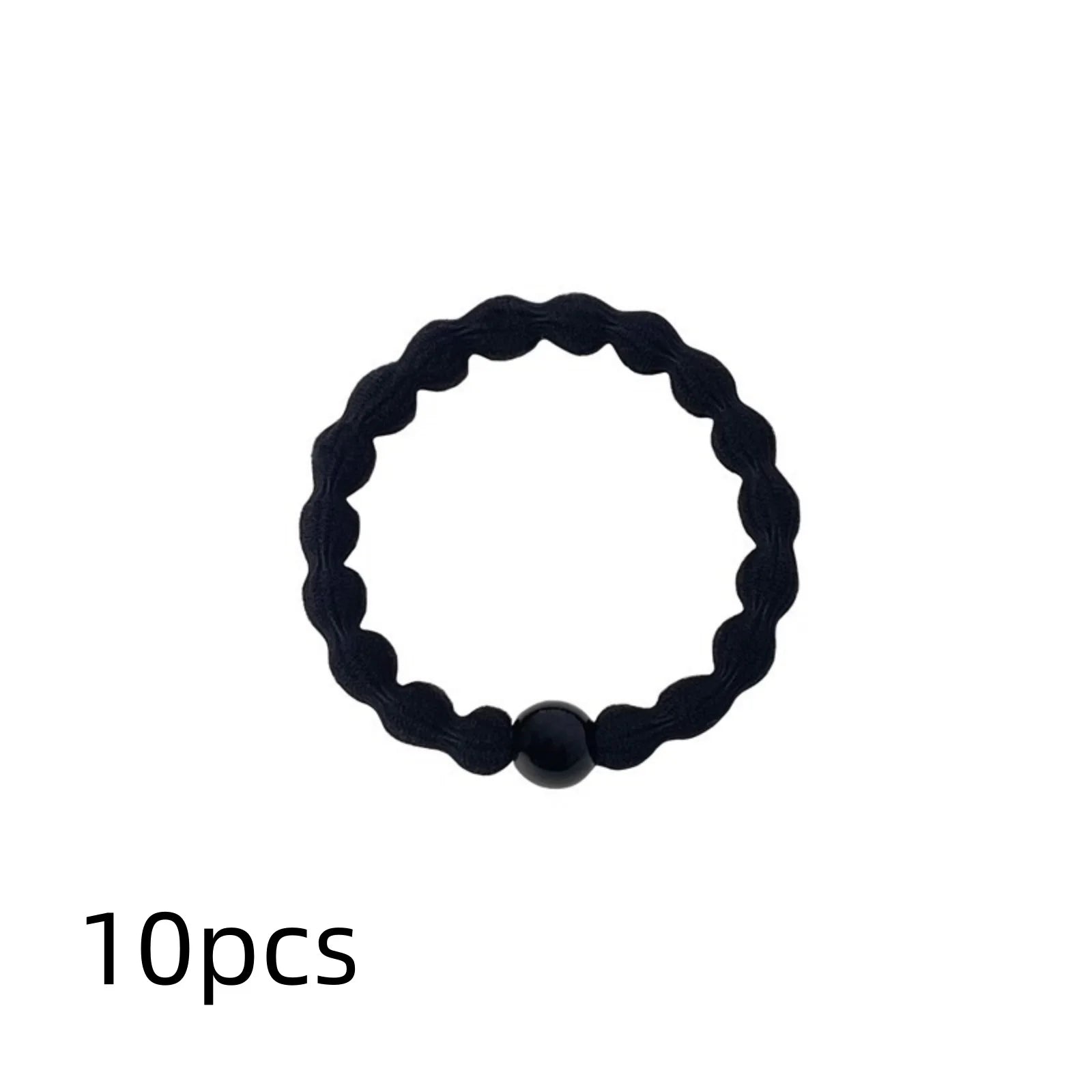 5/10pcs Classic Minimalist Sporty Hair Ties - Black Beaded Elastics with Strong Hold