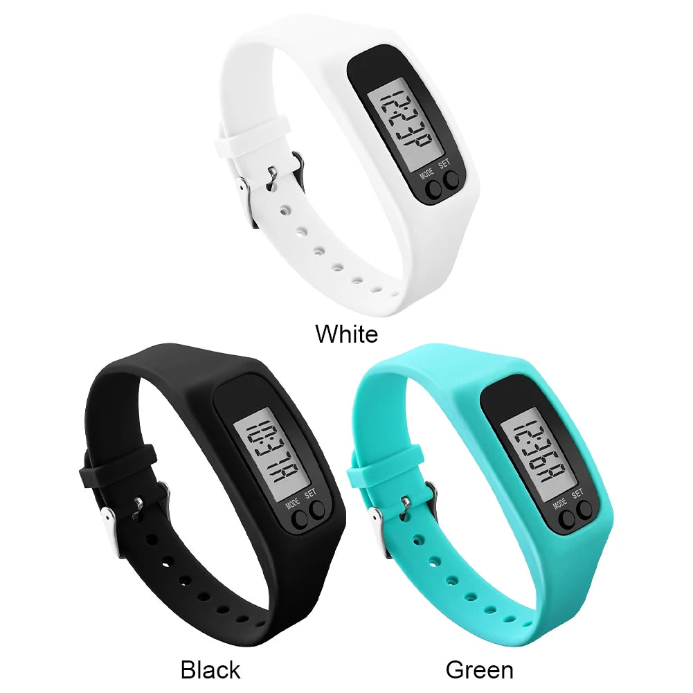 LED Pedometer Bracelet - Step Counter Watch with Calorie Tracker & 12/24H Display