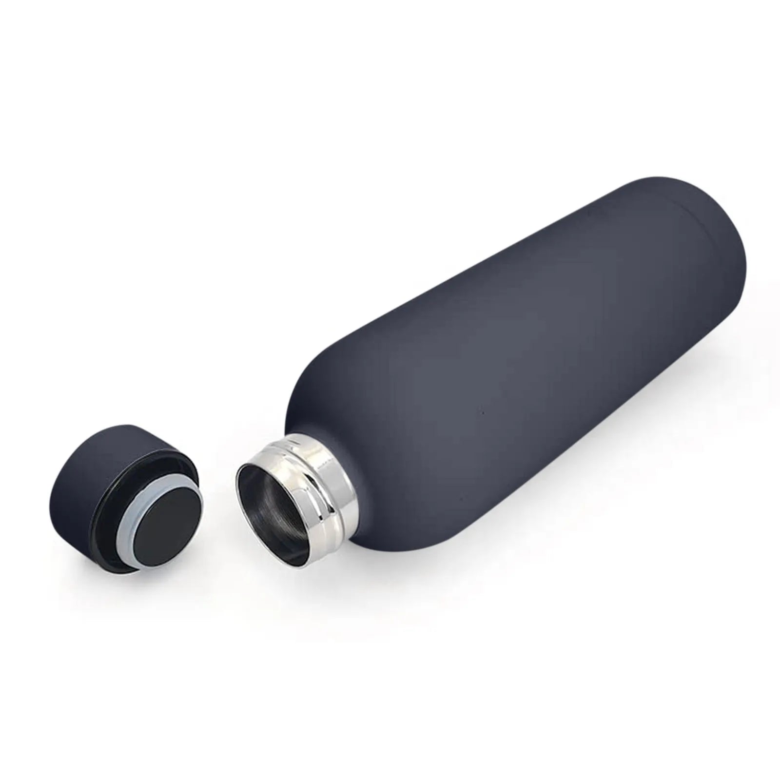 500ml insulated water bottle in navy blue with silver cap