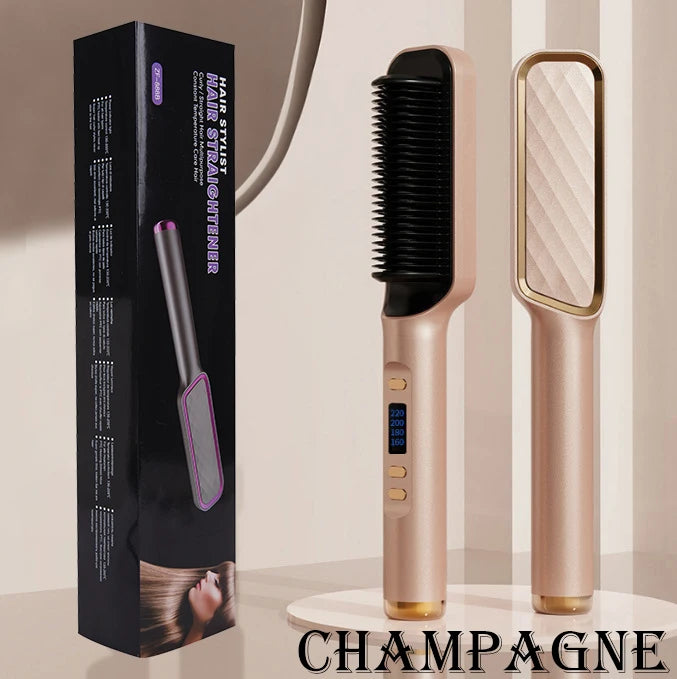 Hair Straightener Electric Brush - Hot Comb Heating Brush for Sleek, Smooth Styling
