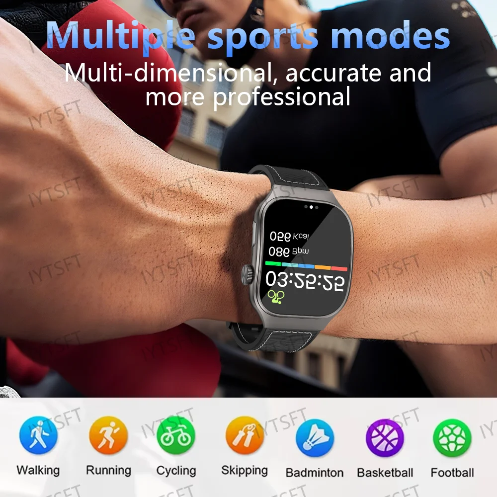 LAXASFIT H7 Smartwatch, silver case with black strap, curved AMOLED display