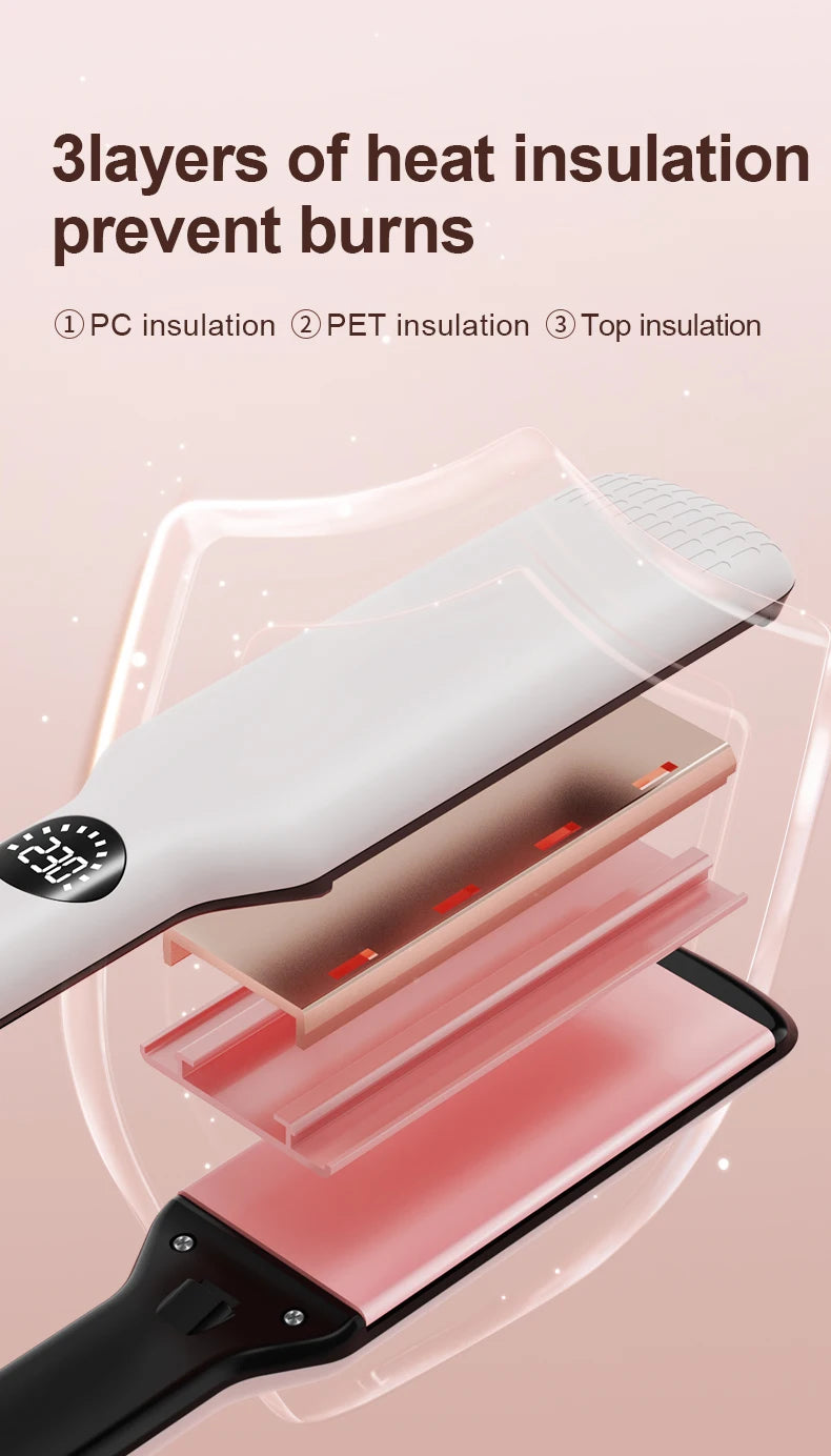Professional Hair Straightener - Coated Wide Plates with 60W Fast Heating & PTC Technology